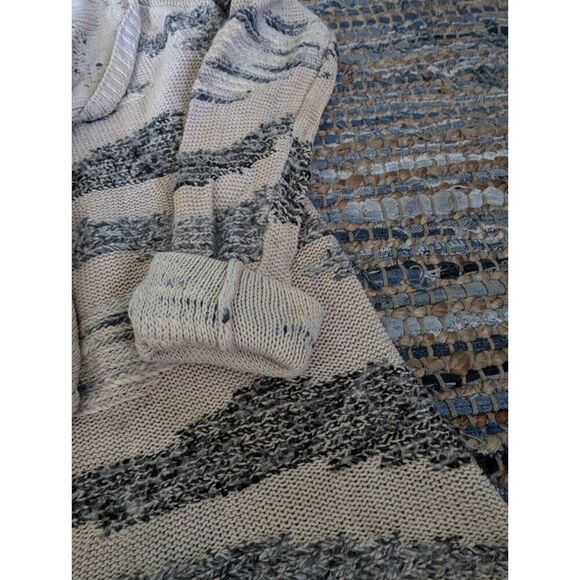 Cardigan Sweater Wool Mohair Blend M Open Knit Multicolor Cream Grey Lagenlook - Picture 8 of 11